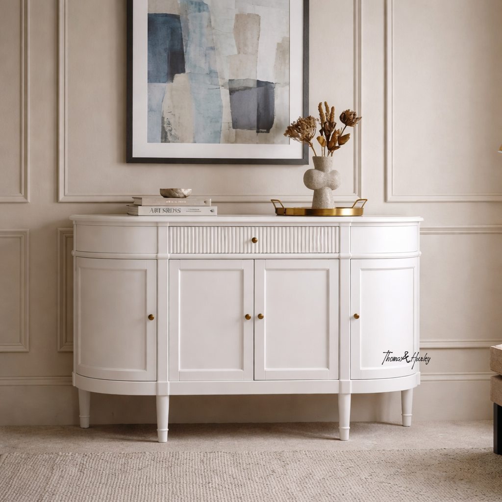 Louis Curved Buffet White by Thomas and Hurley Louis Curved Buffet White