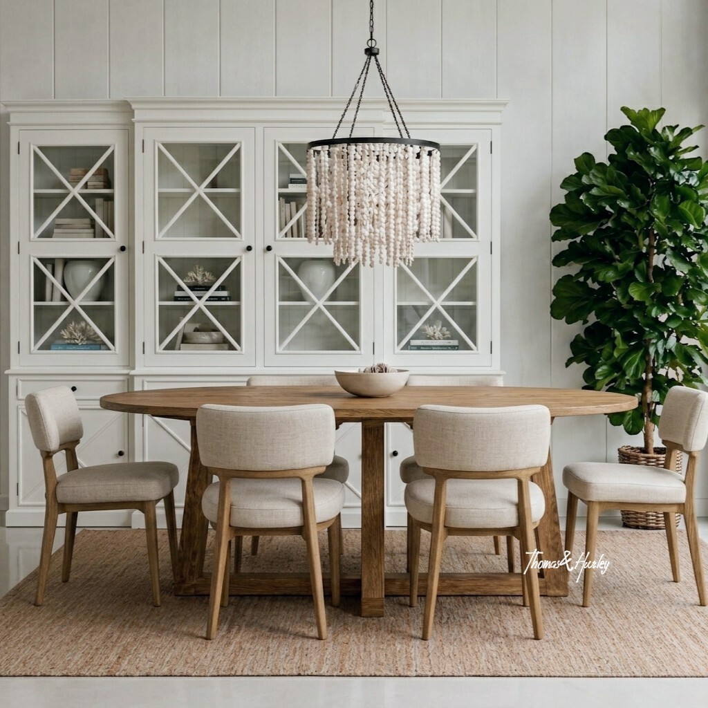 Royston upholstered dining chairs styled around a dining table