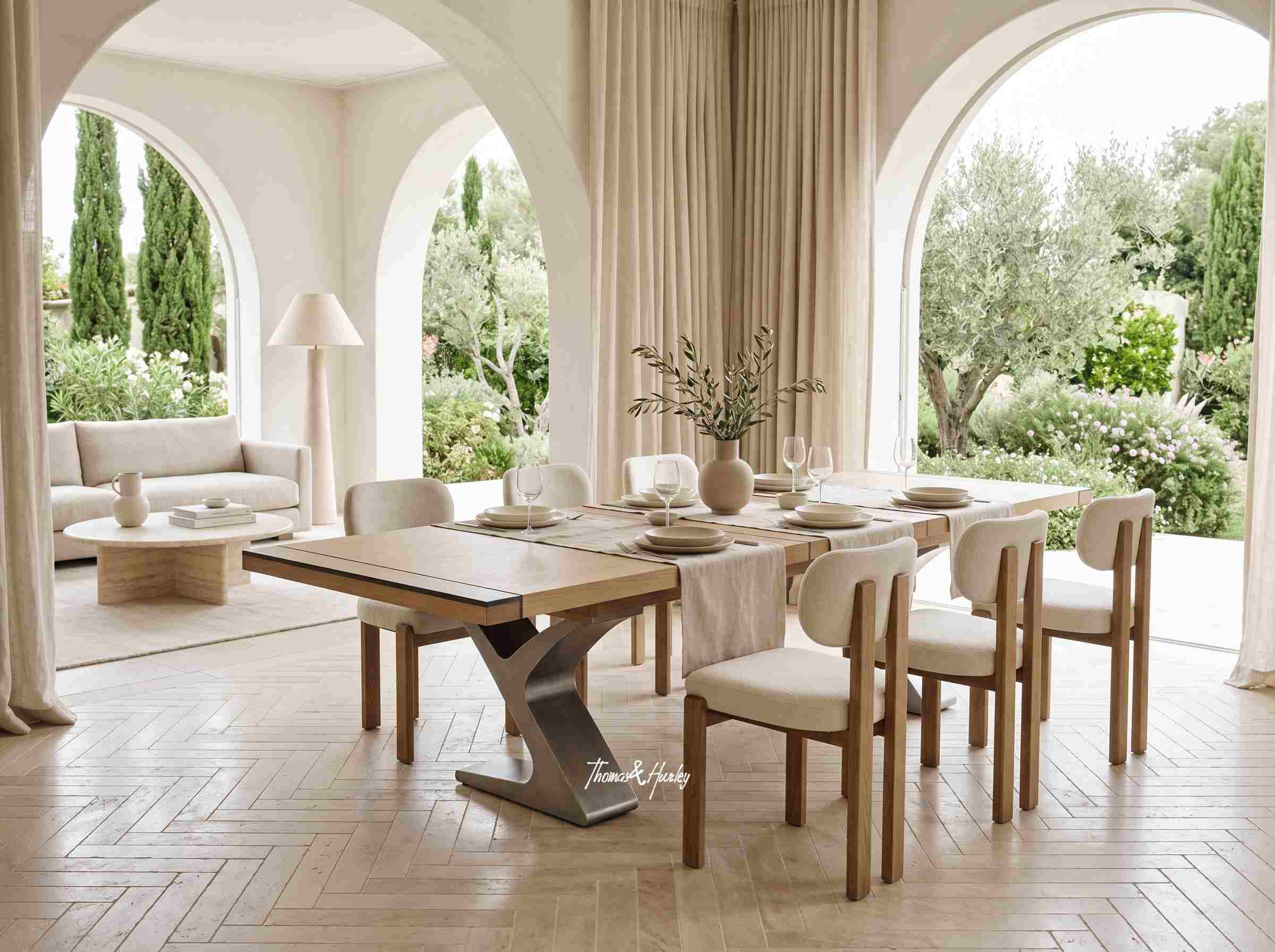 Quinn Double Extension Dining Table with Metal Base Quinn Double Extension Dining Table with Metal Base