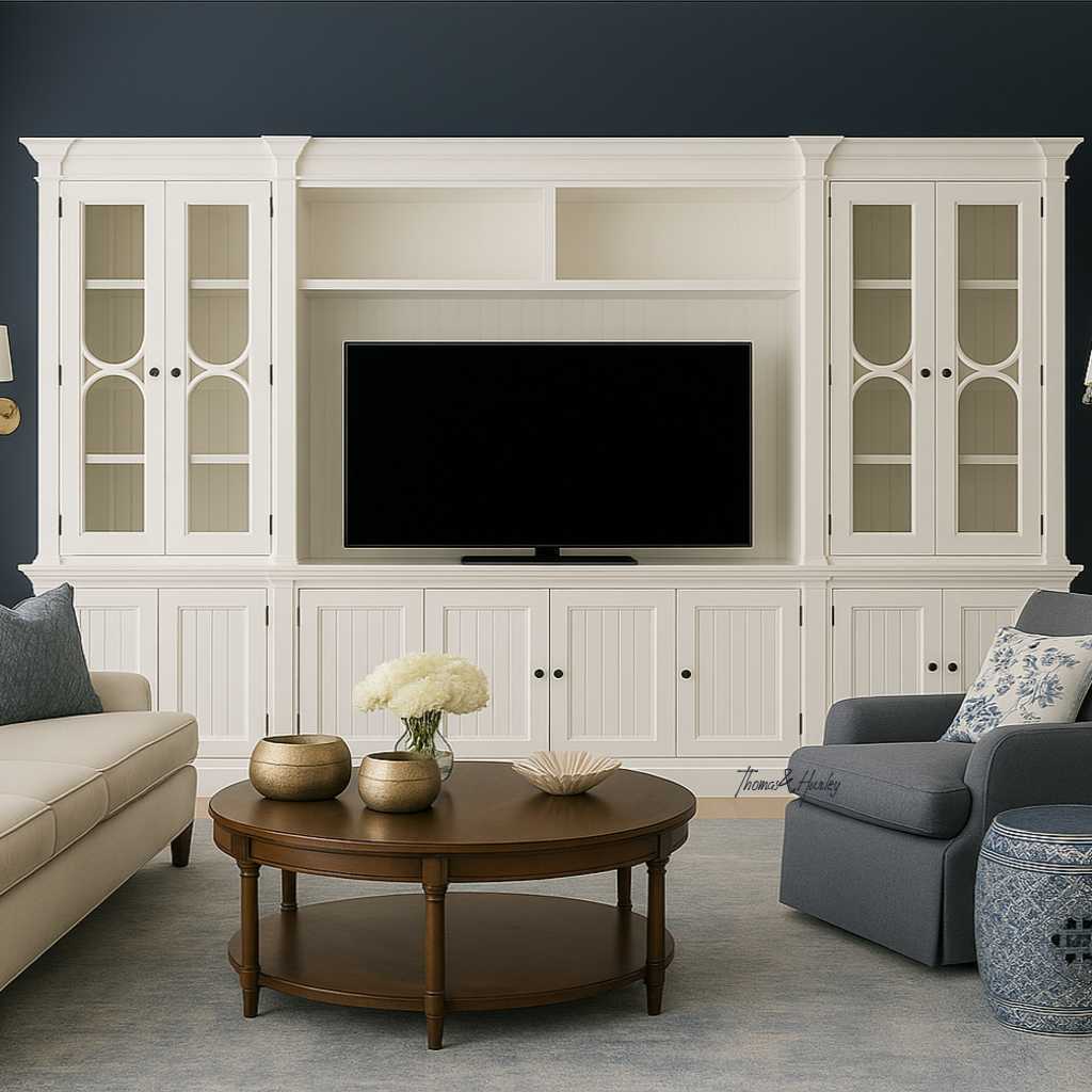 Stonefield Display TV Media Entertainment Wall Unit 387cm White