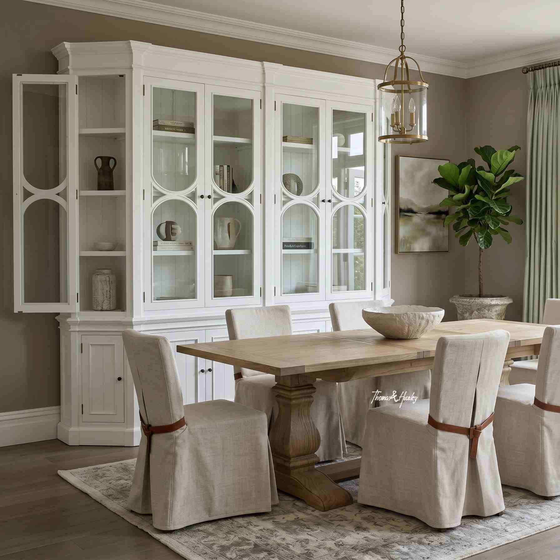 Stonefield Double Display Cabinet Wall Unit with Angled Sides